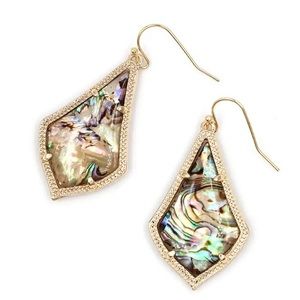 14k Gold plated Brown Abalone Iridescent Teardrop Dangle earrings